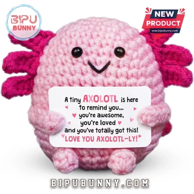 Pink Axolotl Crochet Emotional Support Doll