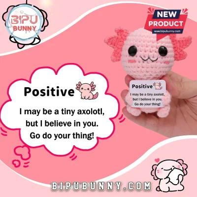 Pink Crochet Axolotl Emotional Support Doll Pink Crochet Axolotl Emotional Support Doll