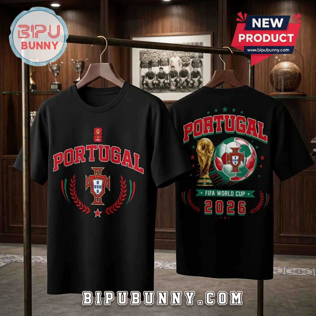 Portugal National Football Team FIFA 2026 Black T-Shirt Portugal National Football Team FIFA 2026 Black T-Shirt