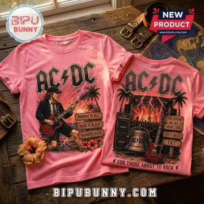 Premium ACDC Pink Retro Music T-Shirt