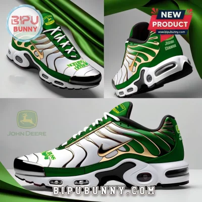 Premium John Deere Green Gold Athletic Air Max Sneakers