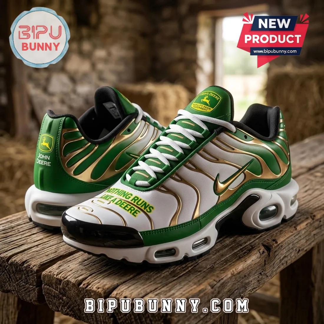 Premium John Deere Green Gold Athletic Air Max Sneakers Premium John Deere Green Gold Athletic Air Max Sneakers