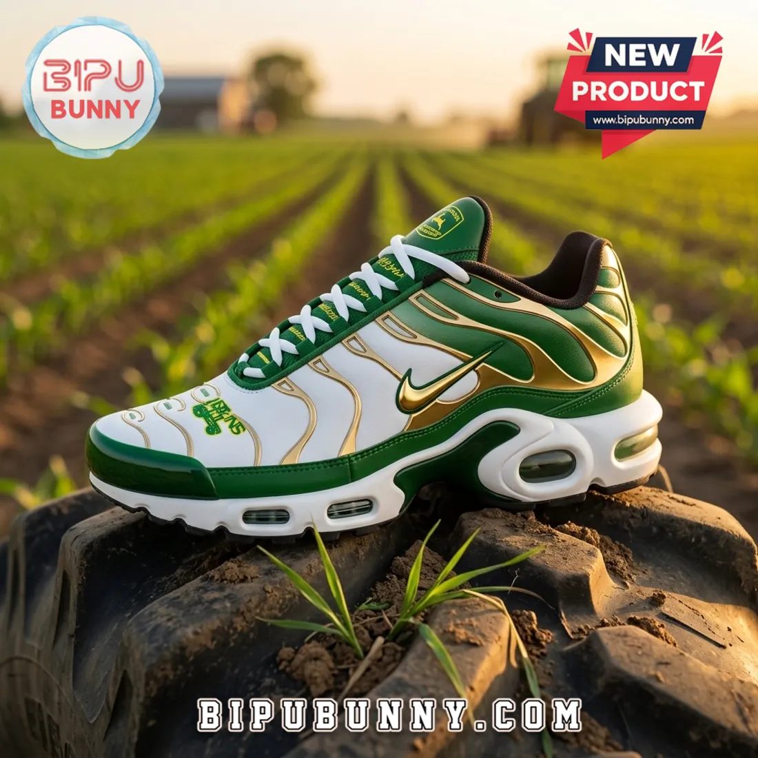 Premium John Deere Green Gold Athletic Air Max Sneakers Premium John Deere Green Gold Athletic Air Max Sneakers