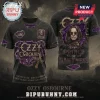 Premium Ozzy Osbourne Prince of Darkness T-Shirt featuring a graphic of Ozzy with purple highlights, crosses, and bats.