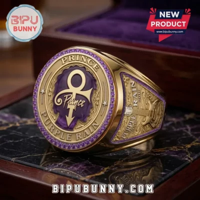 Prince Symbol Purple Gemstone Stainless Steel Ring