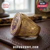 Gold championship ring featuring Prince Love Symbol, purple enamel, and guitar engravings with Purple Rain text.!