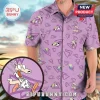 Rocko's Modern Life short-sleeve button-down shirt featuring a purple geometric triangle pattern and character print.!