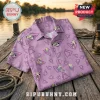 Short sleeve button-down shirt with light purple background featuring repeating Rocko's Modern Life character graphics.!