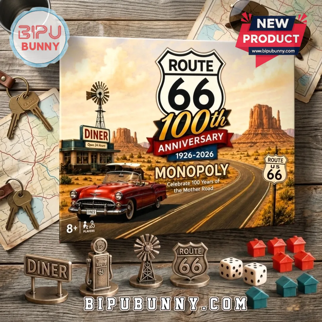 Route 66 100th Anniversary 1926-2026 Monopoly Board Game Route 66 100th Anniversary 1926-2026 Monopoly Board Game