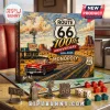 Route 66 100th Anniversary Monopoly game board box, classic red car, windmill, and metal player tokens on a diner table.!
