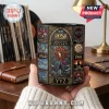 Rush Stained Glass Art Ceramic Mug featuring classic album imagery, the Starman logo, and band song titles on a dark base.