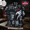 Short-sleeve button-down shirt featuring black and white Ghostface character from Scream 30th anniversary movie graphics.!
