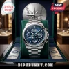 Seattle Mariners branded stainless steel chronograph watch with blue dial, diamond markers, and baseball display case.!