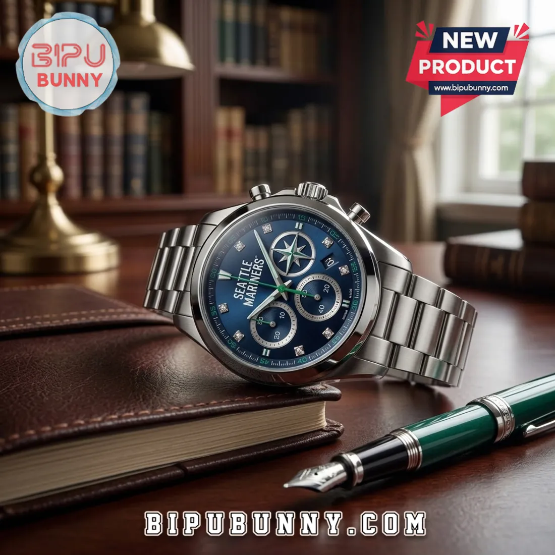 Seattle Mariners Stainless Steel Chronograph Watch Seattle Mariners Stainless Steel Chronograph Watch