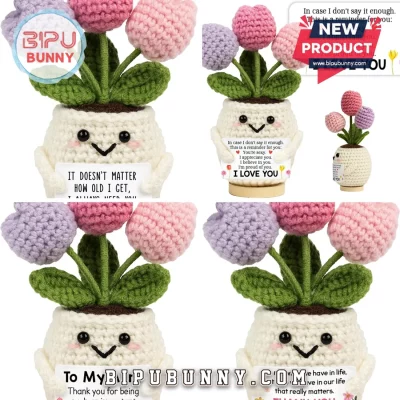 Sister Crochet Tulip Flowers Emotional Support Potted Plant
