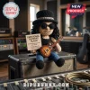 Crocheted Slash doll wearing a top hat and sunglasses holding a miniature guitar, sitting on a vintage guitar amplifier.!