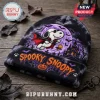 Snoopy Halloween 2026 Beanie Hat featuring a vampire Snoopy, purple moon, haunted mansion, and orange text on black knit.