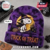 Snoopy Halloween 2026 Beanie Hat featuring a purple tie-dye knit with Snoopy wearing a witch hat and riding a broomstick.