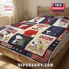 Snoopy 250th anniversary quilt featuring patriotic red, white, and blue designs with American flags and fireworks.!