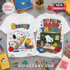 White t-shirt showing front with Snoopy and Woodstock, back with Snoopy at a desk and text You Can Do Hard Things.!