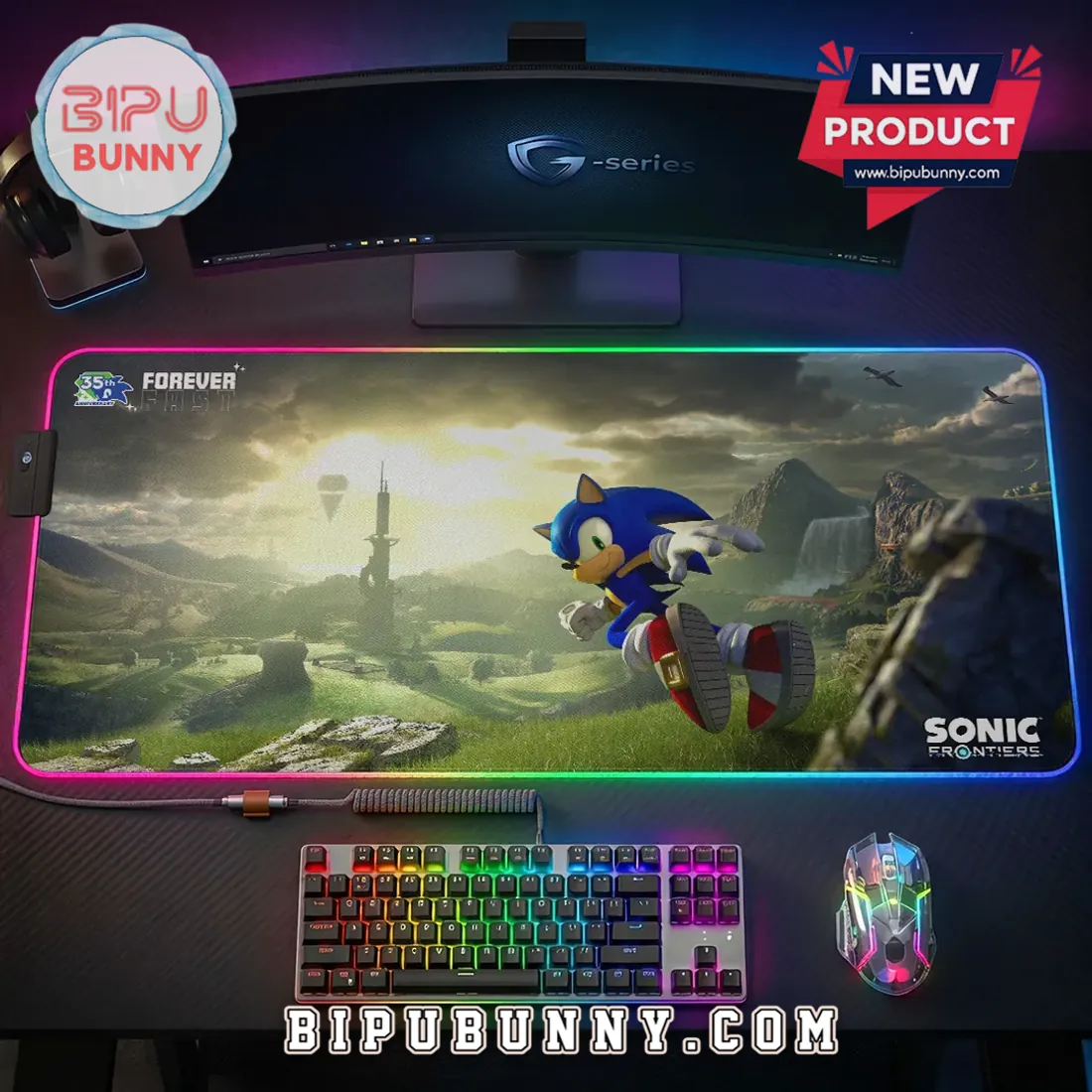 Sonic Frontiers 35th Anniversary LED Gaming Desk Mat Sonic Frontiers 35th Anniversary LED Gaming Desk Mat