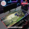Sonic Frontiers extra large RGB LED gaming mouse pad with Sonic the Hedgehog graphic, set on a modern computer desk.!