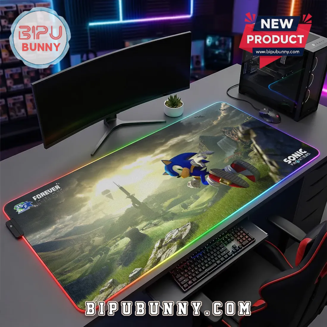 Sonic Frontiers 35th Anniversary LED Gaming Desk Mat Sonic Frontiers 35th Anniversary LED Gaming Desk Mat