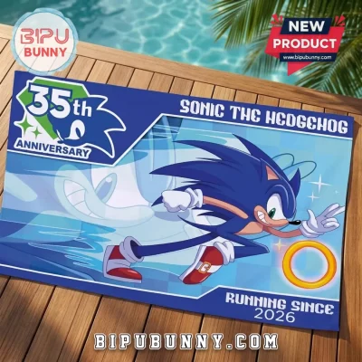Sonic The Hedgehog 35th Anniversary Blue Beach Towel