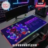 Sonic and Shadow themed RGB desk mat with Forever Fast text, gemstones, and light-up edges on a dark gaming desk setup.!