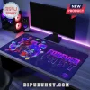 Extended desk mat with Shadow and Sonic artwork, neon gem graphics, and Forever Fast text on a dark blue background.!