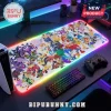 Sonic the Hedgehog themed rectangular desk mat with RGB LED border featuring various characters on a white background.!