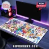 Rectangular desk mat featuring a colorful Sonic the Hedgehog 35th anniversary character collage on a grey wood surface.!