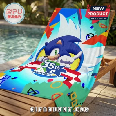 Sonic the Hedgehog 35th Anniversary Rectangle Beach Towel