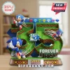 Sonic the Hedgehog 35th anniversary collectible figure featuring Sonic figures on a grassy green number 35 structure.!