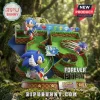 Sonic the Hedgehog 35th anniversary collectible figure featuring green grass, seven Chaos Emeralds, and checkerboard base.!