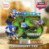 Sonic the Hedgehog 35th anniversary collectible diorama featuring a grass-textured number 35 and seven Chaos Emeralds.!