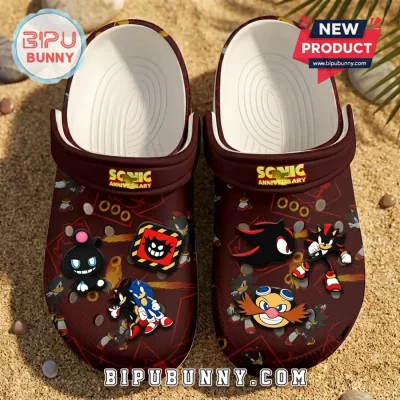 Sonic the Hedgehog Anniversary Maroon Foam Crocs With Charms