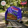 Purple Sonic the Hedgehog varsity jacket featuring a pixel art Green Hill Zone landscape draped over a wooden bench.!