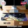 Sonic the Hedgehog desk mat showing animated characters on a clock face, featuring non-LED and LED perimeter lighting modes.!