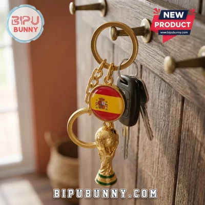 Spain 2026 World Cup Champions Gold Trophy Keychain