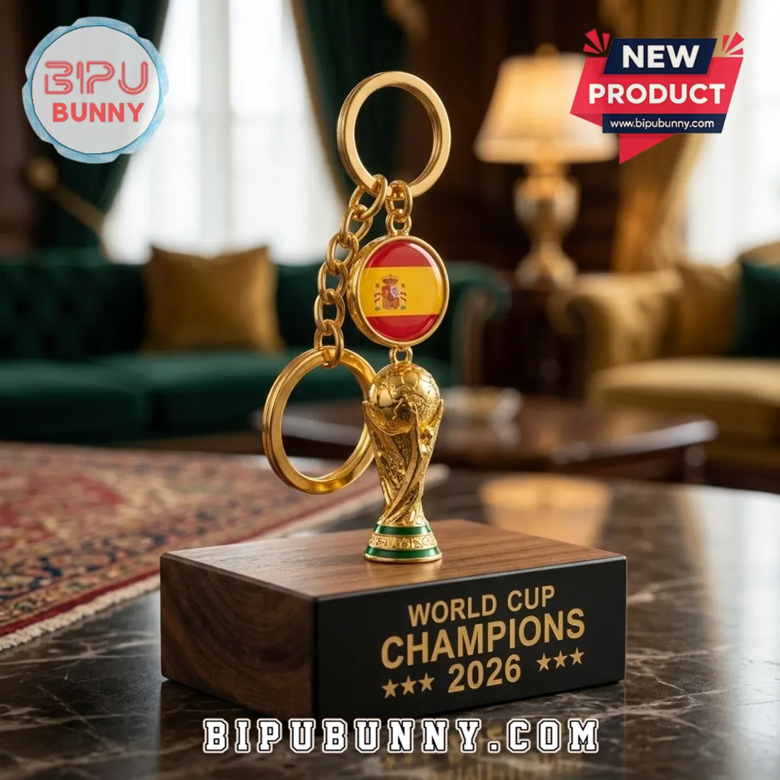 Spain 2026 World Cup Champions Gold Trophy Keychain Spain 2026 World Cup Champions Gold Trophy Keychain