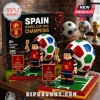 Spain National Football Team 2026 World Cup Champions Brick Set featuring two minifigures, a soccer ball, and a display base.