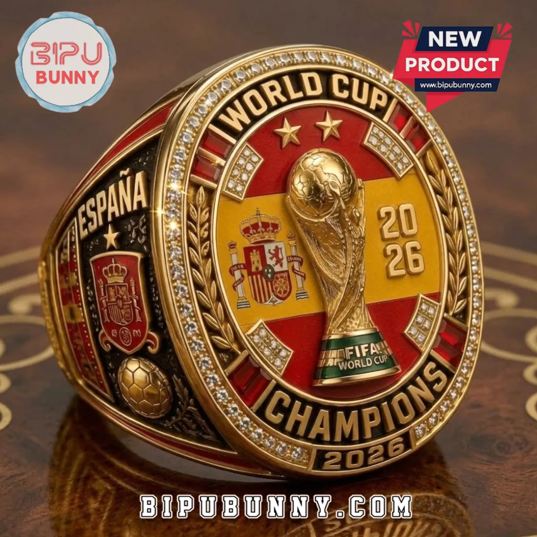 Spain National Football Team 2026 World Cup Champions Gold Ring Spain National Football Team 2026 World Cup Champions Gold Ring