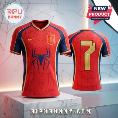 Spain National Football Team x Spider-Man Golden Red Jersey