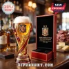 Spain National Team 2010 2026 World Cup Champions beer glass featuring trophy design, crest, and commemorative red box.