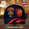 Spain National Team 2026 World Cup Champions baseball cap in navy blue with red accents, gold crest, and Campeones text.