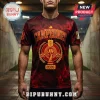 Spain National Team 2026 World Cup Champions Flame Shirt featuring red and black smoke patterns and gold tournament graphics.