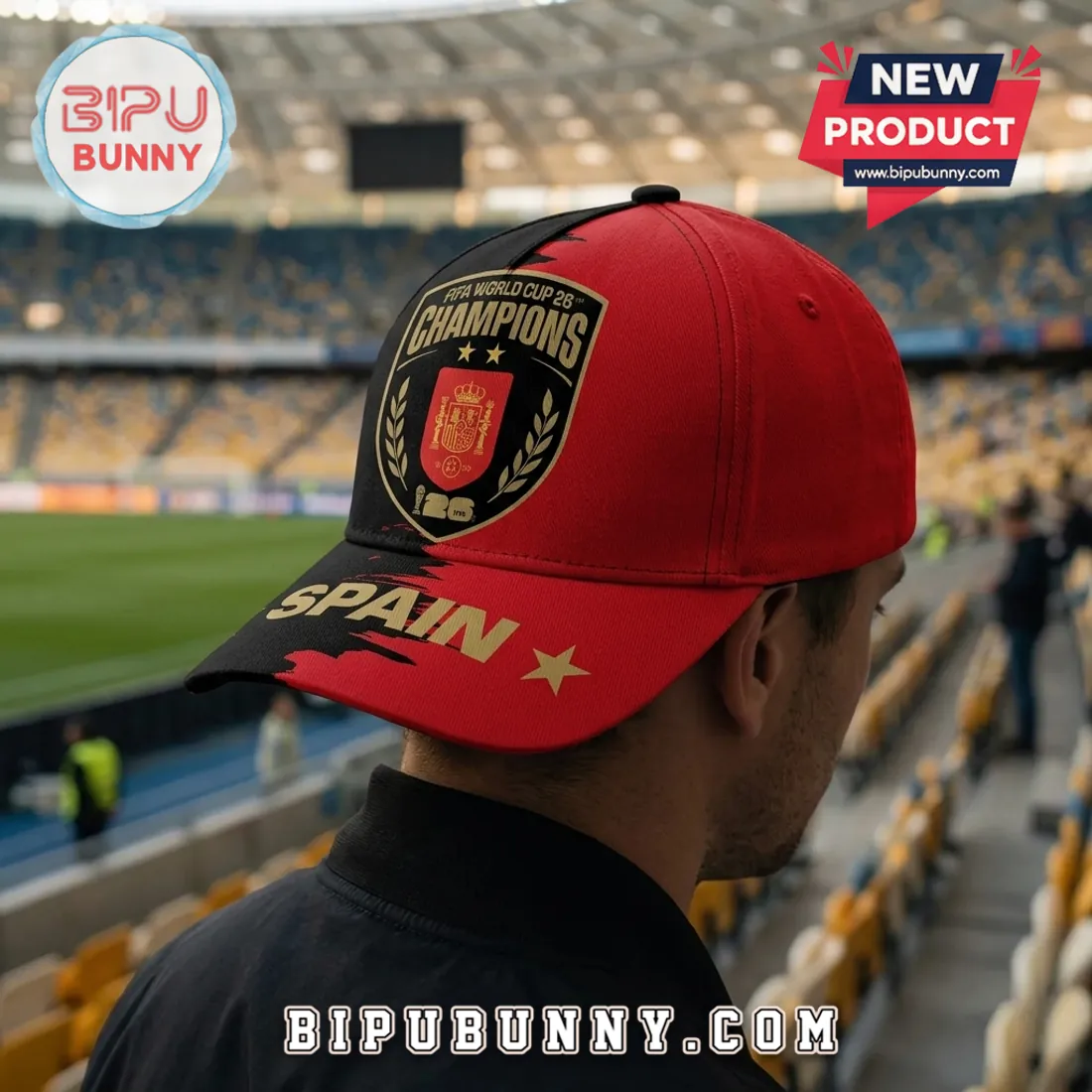 Spain National Team 2026 World Cup Champions Red Black Baseball Cap Spain National Team 2026 World Cup Champions Red Black Baseball Cap