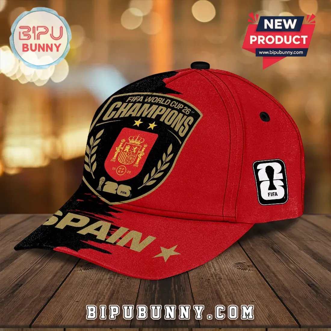Spain National Team 2026 World Cup Champions Red Black Baseball Cap Spain National Team 2026 World Cup Champions Red Black Baseball Cap