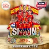Spain National Team 2026 World Cup Champions sculpted resin plaque featuring players, national flags, and golden trophies.